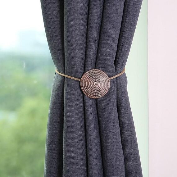 E003 2 pezzi tenda in metallo fibbia magnetica cinturino clip per tenda camera da letto soggiorno fibbia per tenda perforata gratuita (rosso antico)