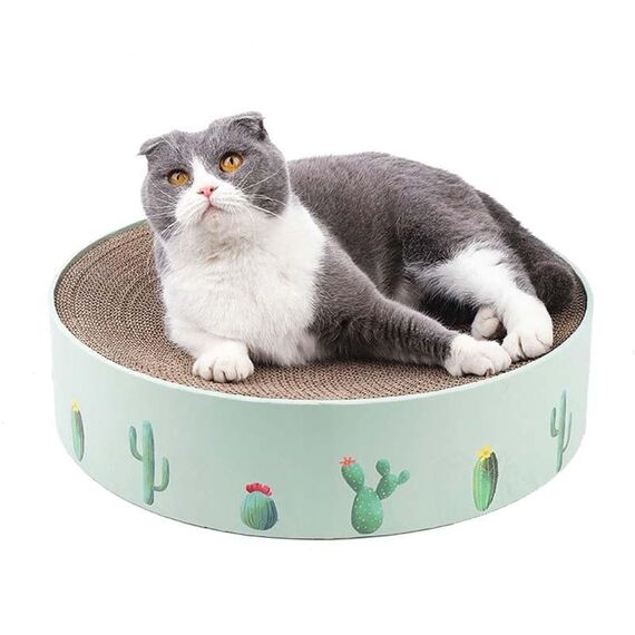 Letto giocattolo per affilare gli artigli del gatto ondulato rotondo, colore: verde 36x36x8cm