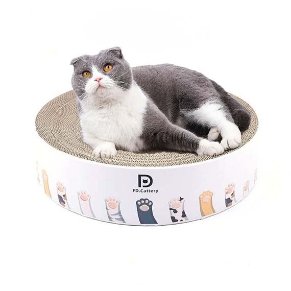 Lettino giocattolo per affilare gli artigli del gatto ondulato rotondo, colore: stampa della zampa 41x41x10cm