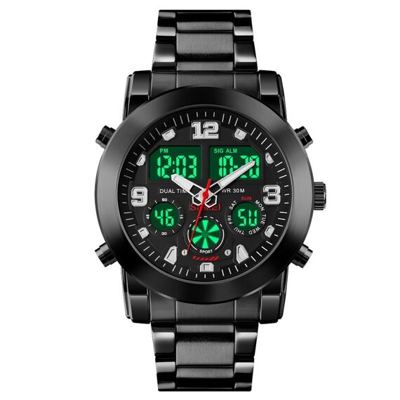 SKMEI 1642 Vuota elettronica luminosa a tre volte, orologio elettronico di supporto (nero)