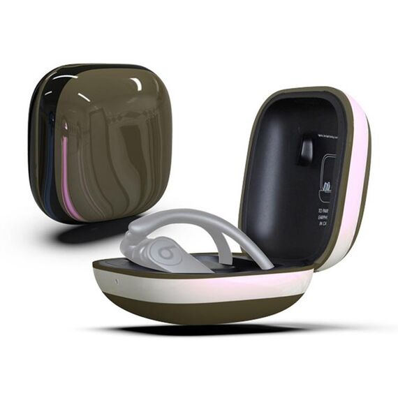 Custodia protettiva per auricolari wireless in silicone + PC con superficie a specchio per Beats Powerbeats Pro (verde scuro + bianco)