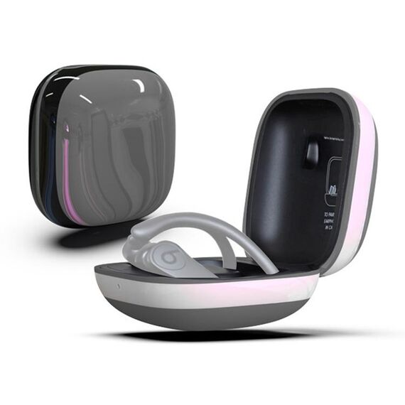 Custodia protettiva per auricolari wireless in silicone + PC con superficie a specchio per Beats Powerbeats Pro (grigio + bianco)