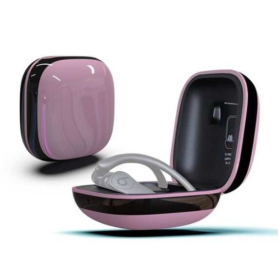 Custodia protettiva per auricolari wireless in silicone + PC con superficie a specchio per Beats Powerbeats Pro (rosa + nero)