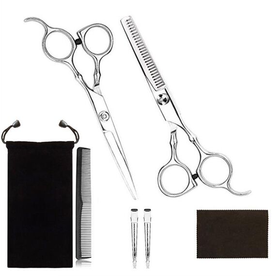 Kit di forbici da taglio piatte per parrucchiere, 7 pezzi/set per taglio professionale dei capelli (oro argento)