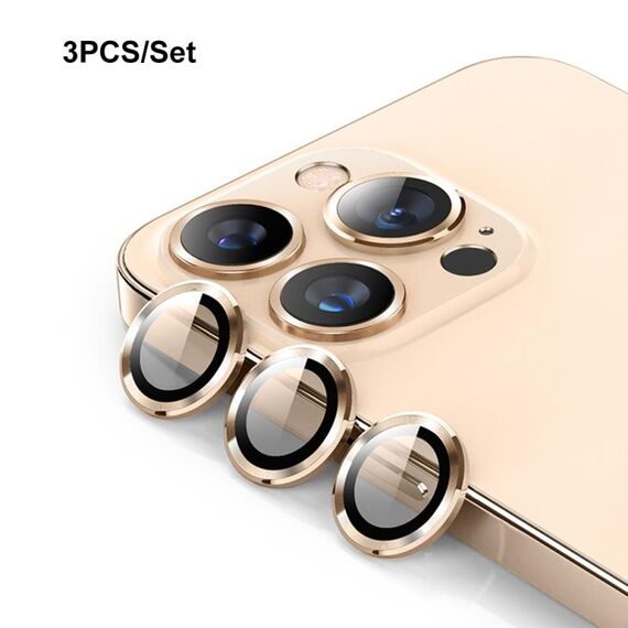 Per iPhone 13 Pro ENKAY Hat-Prince lega di alluminio + vetro temperato copriobiettivo fotocamera anello pellicola / 13 Pro Max (oro)