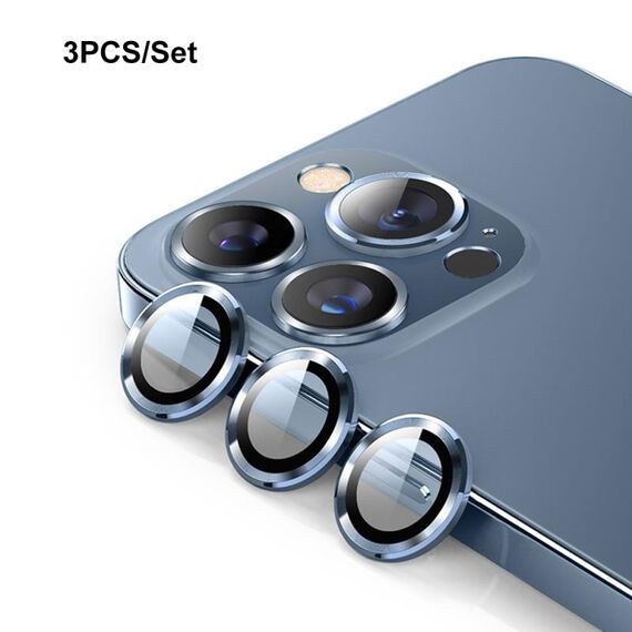 Per iPhone 13 Pro ENKAY Hat-Prince lega di alluminio + vetro temperato copriobiettivo fotocamera anello pellicola / 13 Pro Max (blu)