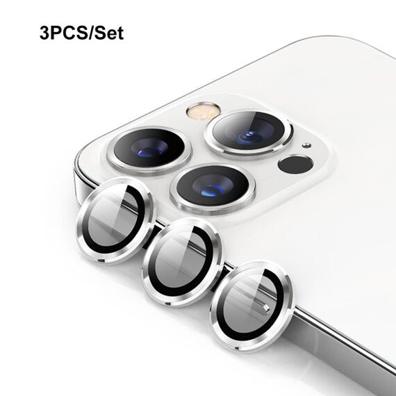 Per iPhone 13 Pro ENKAY Hat-Prince lega di alluminio + vetro temperato copriobiettivo fotocamera anello pellicola / 13 Pro Max (argento)