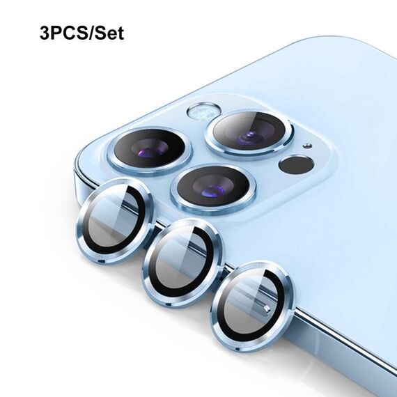 Per iPhone 13 Pro ENKAY Hat-Prince Lega di alluminio + Vetro temperato Copriobiettivo per fotocamera Anello per pellicola / 13 Pro Max