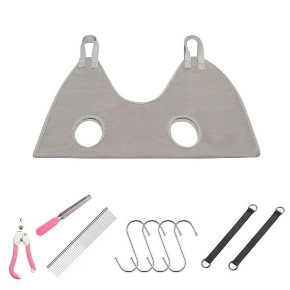 Piccolo e medio Pet Grooming Poliestere Hammock Hammock con utensile di ritaglio, Dimensioni: M (grigio)