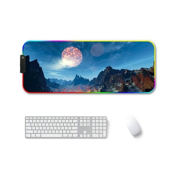 250x350x3mm F-01 Gomma Trasferimento termico RGB RGB Pad Mouse antiscivolo (Picco di neve)