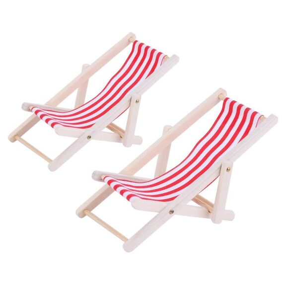 2 Pz 1:12 Beach Lounge Sedia Sedia Simulazione Modello Outdoor Beach Scene Scena di tiro Puntelli possono essere piegati (rossi)