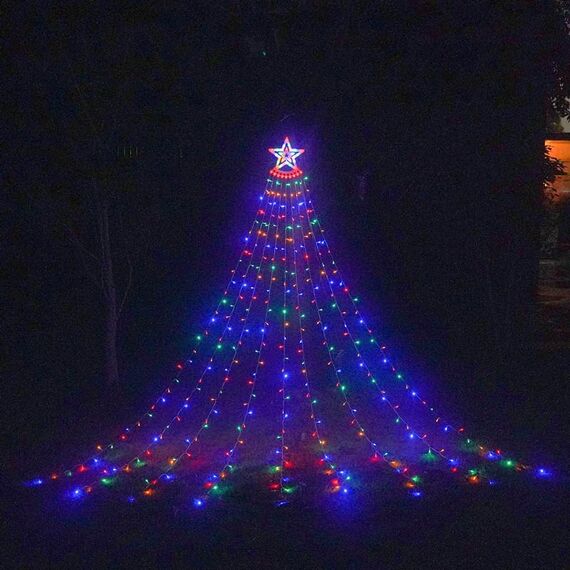 10LM 350 LED Star Waterfall Light Noth Christmas Tree Lights Outdoor Meteor Light, Plug Specs: Spina UE (luce RGB)