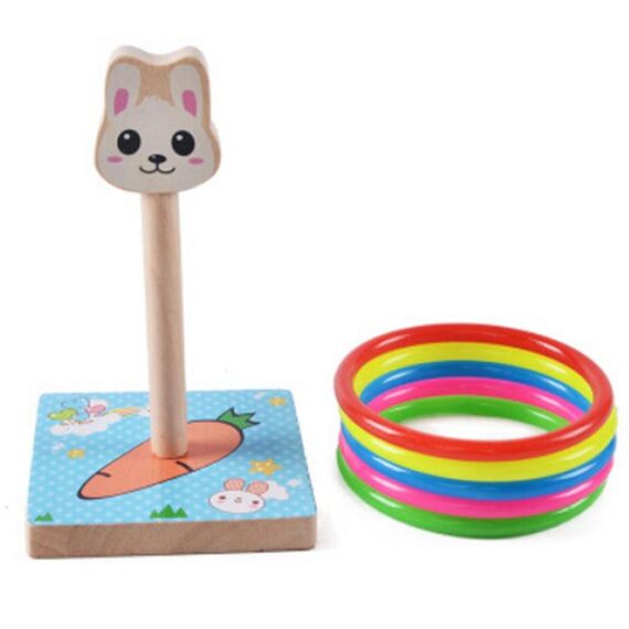 Scuola materna per bambini in legno panda animale da lancio anello lancio giochi attività giocattoli, dimensioni: 9 * 9 * 14,7 cm