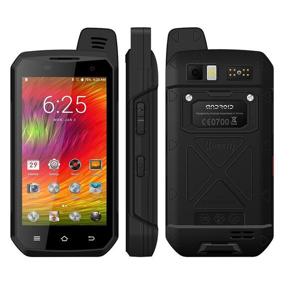 UNIWA B6000 PTT WALKIE TALKIE TALKIE TELECOM TALKIE, 4 GB + 64 GB, Antiurto antiurto impermeabile IP68, batteria da 5000 mAh, 4,7 pollici Android 9.0 MTK6762 CORE OCTA fino a 2,0 GHz, rete: 4G, NFC, OTG (nero)