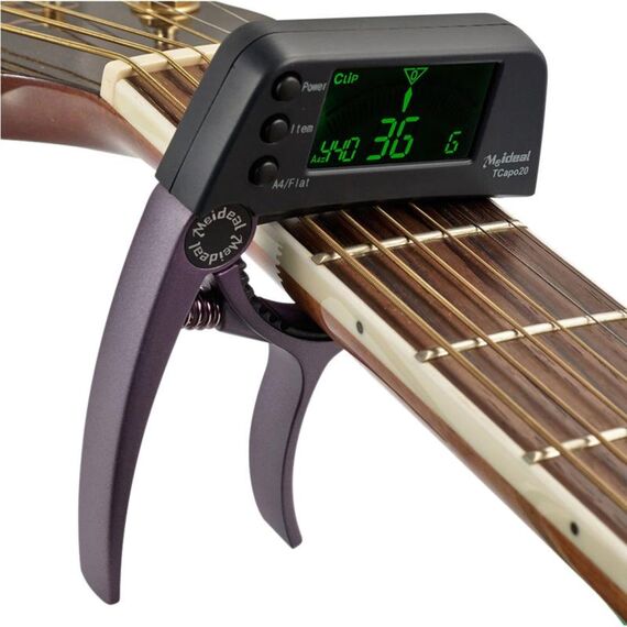 Clip per accordatore professionale per chitarra, accordatore cromatico a clip stile Loft con display luminoso a schermo LCD rotante Capo per chitarra con una sola mano