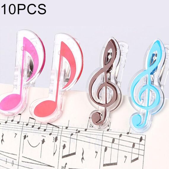 10 PCS PP Materiale Acciaio inossidabile Molla Musica Note Forma Libro Clip Portapagine Deluxe, consegna a colori casuali