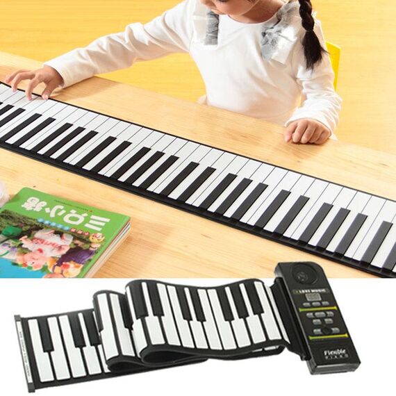 Pianoforte avvolgibile flessibile in silicone MIDI a 88 tasti, tastiera: 133 x 14,2 x 0,6 cm