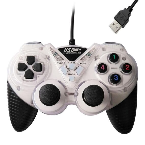 Gamepad con vibrazione cablata PC USB Controller Joystick Maniglia di gioco (bianca)