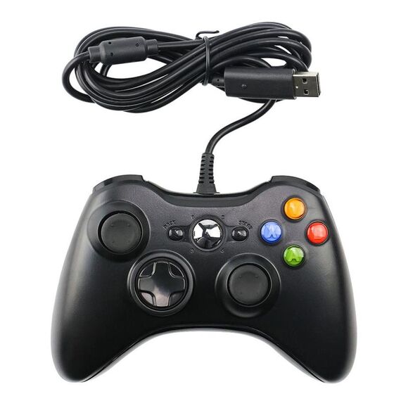 Gamepad per controller cablato USB 2.0 per XBOX360, plug and play, lunghezza cavo: 2,5 m (nero)