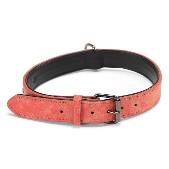 Collare in pelle a doppio strato di Jinmaohou Dogs, specifica: S 39x2.2cm (arancione)