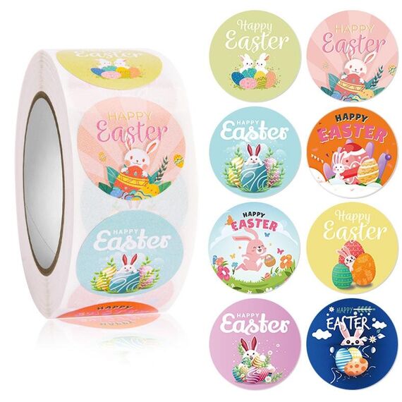 5 PCS Pasqua Bunny Egg Cartoon Decoration Sticker, Dimensioni: 2,5 cm / 1 pollice (HA033)