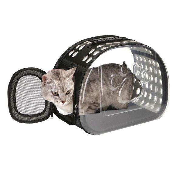 Pacchetto di uscita della capsula dello spazio trasparente dell'animale domestico, dimensione: grande (nero)
