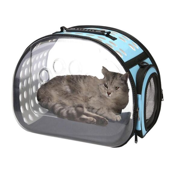 Pacchetto di uscita della capsula dello spazio trasparente dell'animale domestico, dimensione: grande (blu)