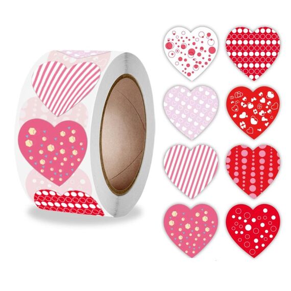 10 PCS Roll Pack Valentine Day Heart Love Sticker Etichetta autoadesiva, Dimensioni: 2.5 cm / 1 pollice (A-260)