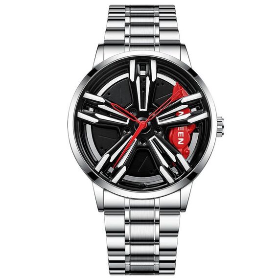 Orologio da uomo in metallo rotante elemento moto fngeen l001 (superficie rossa in acciaio bianco)