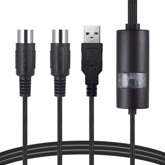 WERSI UM-18 Cavo MIDI USB Cavo MIDI MidiPort Piano elettrico Batteria elettronica Linea di editing musicale, Lunghezza: 2 m (Nero)