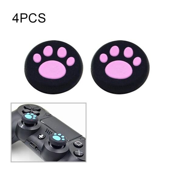 4 pezzi Custodia protettiva in silicone per zampa di gatto carino per joystick per gamepad PS4 / PS3 / PS2 / XBOX360 / XBOXONE / WIIU (rosa)