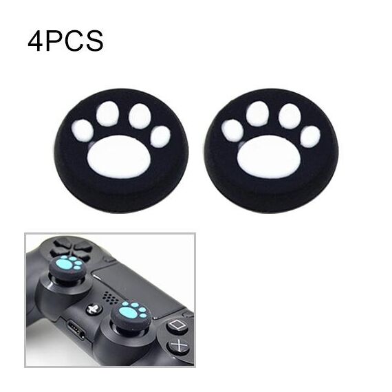 4 pezzi Custodia protettiva in silicone per zampa di gatto carino per joystick per gamepad PS4 / PS3 / PS2 / XBOX360 / XBOXONE / WIIU (bianco)