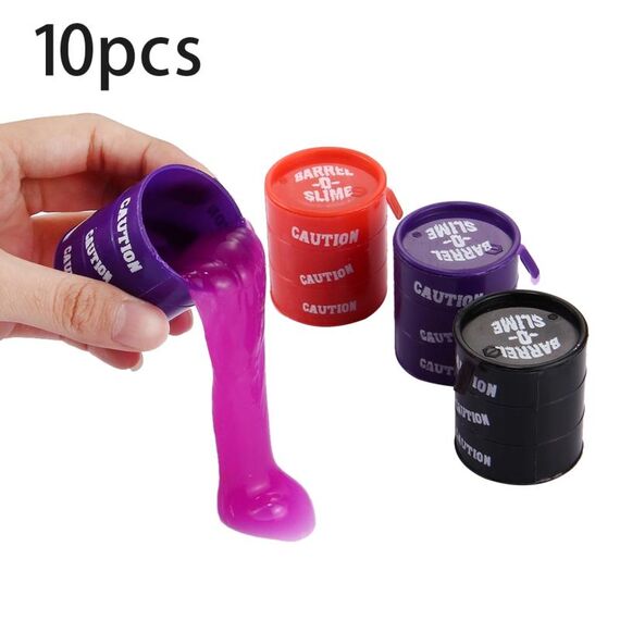 10 PCS Barrel O Slime Stress Reducer Giocattolo anti-ansia Goo Silly Putty Gag Giocattoli per bambini Scherzo Bomboniere per feste Scherzo, consegna a colori casuali