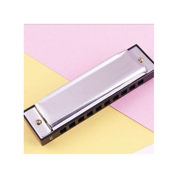 BEE Armonica a doppio tono a 10 fori C Tone Brace (argento)