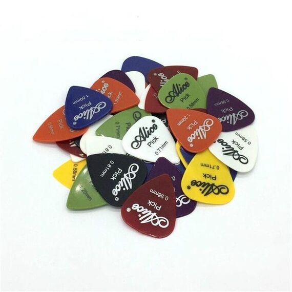 Alice 50 PCS plettri per chitarra elettrica ABS, consegna a colori casuali, superficie: smerigliata, dimensioni: 0,58-1,5 mm 6 spessore di miscelazione