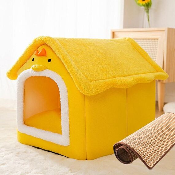 Tipo di casa Forniture per animali domestici universali rimovibili e lavabili per cani e gatti, taglia: M (pulcino giallo + tappetino)