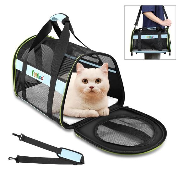 FUNADD Borsa da viaggio per animali domestici Borsa a tracolla pieghevole (blu)