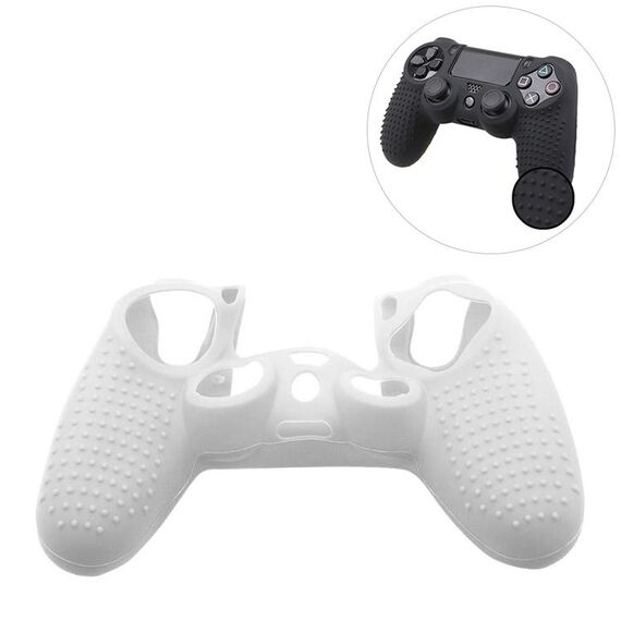 Custodia protettiva in silicone antiscivolo per Sony PS4 (bianca)