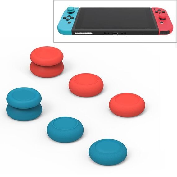 Skull & Co Left + Right Gamepad Rocker Cap Button Cover Set di manopole per Switch / Switch Lite / JOYCON (blu + rosso)