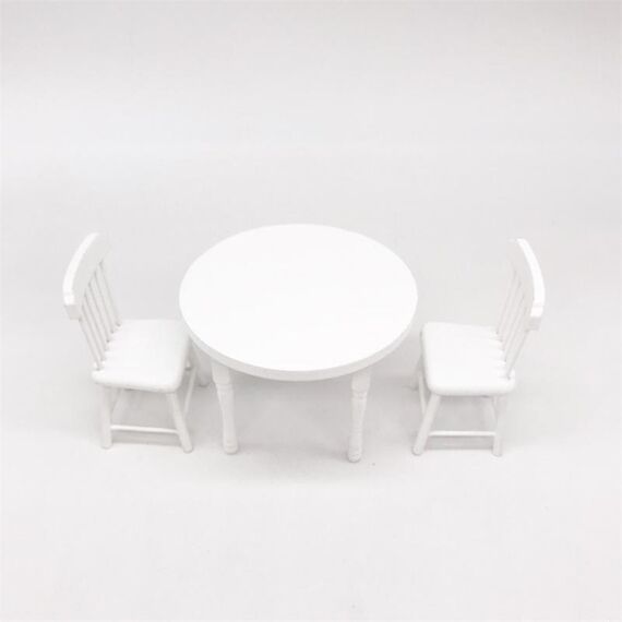 1:12 Mini Doll House Scene Decoration Tavolo da pranzo e set di sedie (bianco)