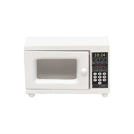 1:12 Modello di casa delle bambole Decorazione della cucina Forno a microonde fine (bianco)