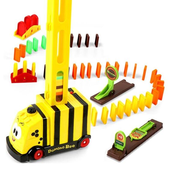 Puzzle Domino Car Treno elettrico con suono e musica leggera Auto elettrica giocattolo con licenza automatica (ape gialla)