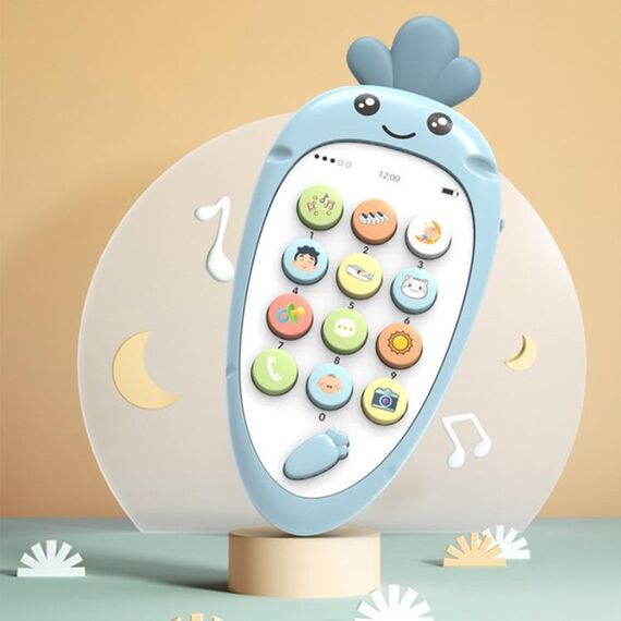 Ravanello carino Educazione precoce Bambini Cartone animato Telefono cellulare Giocattolo musicale elettronico (blu)