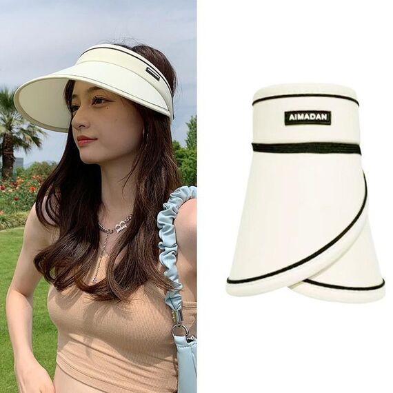 MENGLANDI Cappello a cilindro vuoto, parasole anti-ultravioletto, estivo, misura: regolabile (D-206 beige arrotolabile)