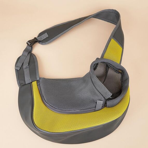 Borsa per animali Borsa per gatti a tracolla traspirante con tracolla allargata, dimensioni: piccola (giallo)