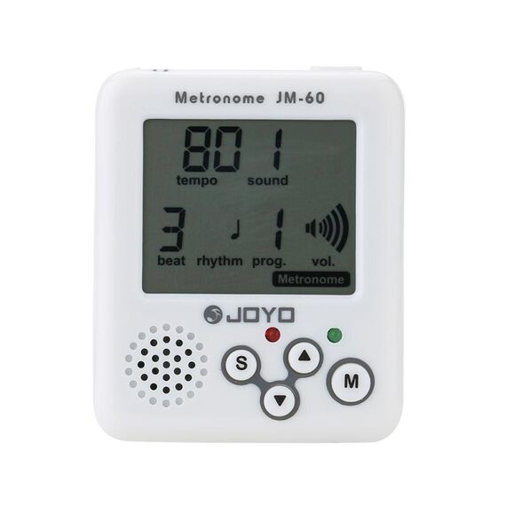 JOYO JM-60 Mini Portatile Ricaricabile Clip-on Elettronico Digitale Metronomo Generatore di Toni Accordatore per Chitarra Violino Ukulele (Bianco)