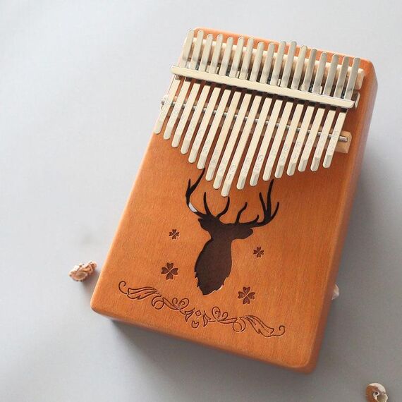 17-tono Kalimba Portatile Thumb Piano, Stile: Deer classico in mogano