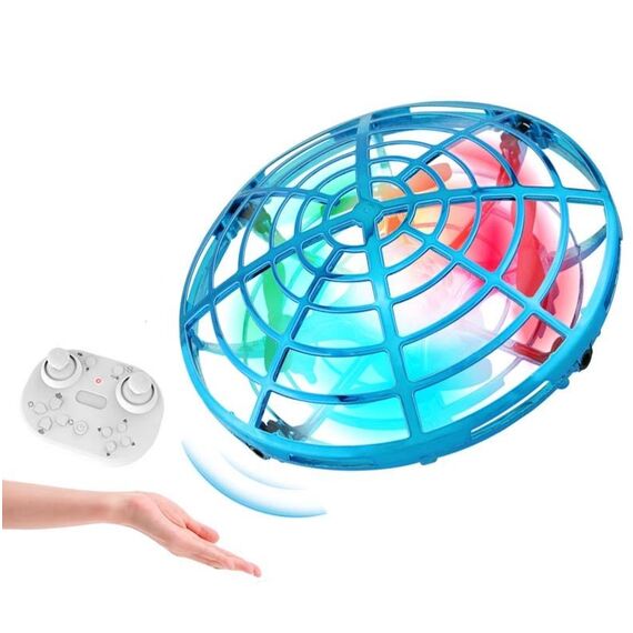 Luci colorate 5 Induzione Quadcopter UFO Mini Drone, Colore: Blu + Telecomando
