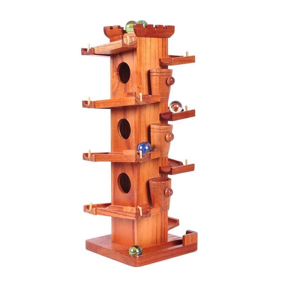 Giocattoli educativi in ​​legno Slide High Tower Rolling-ball Slide Track