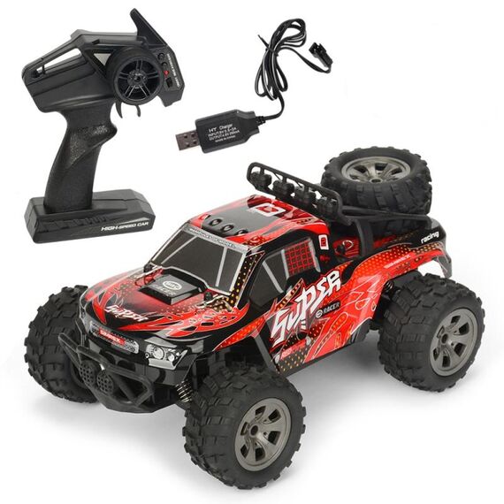 MGRC Telecomando di ricarica per auto 2.4G Telecomando wireless per auto da arrampicata fuoristrada a quattro vie 1:18 Modello di auto (rosso)